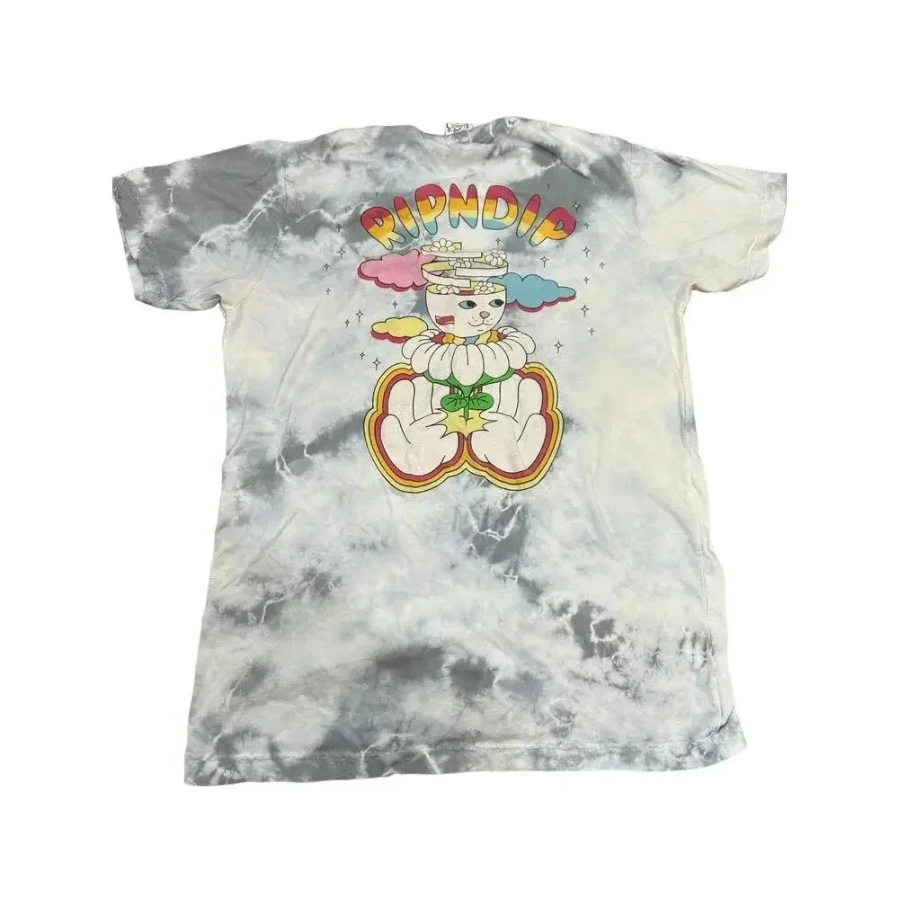 Ripndip Psychedelic Imagine Women's Blue Tie Dye Boyfriend T-Shirt Size Large